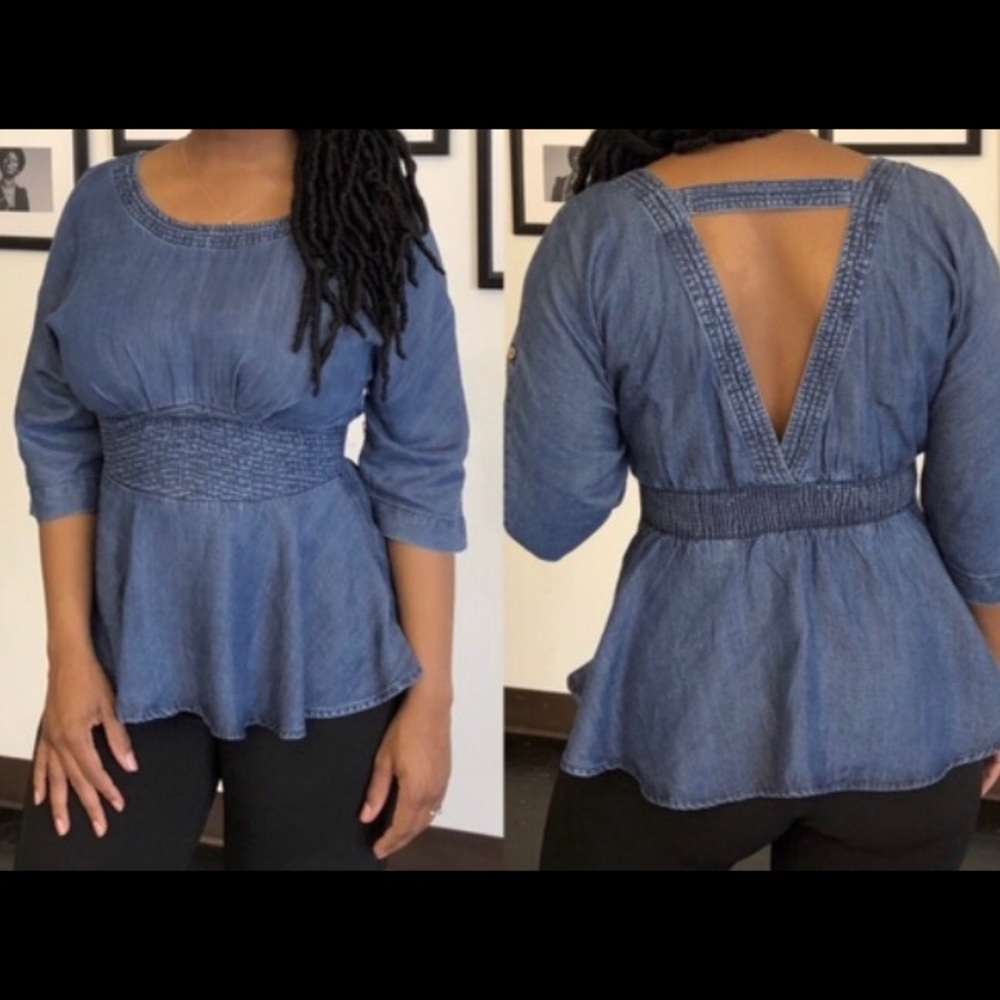 Denim Peplum Top